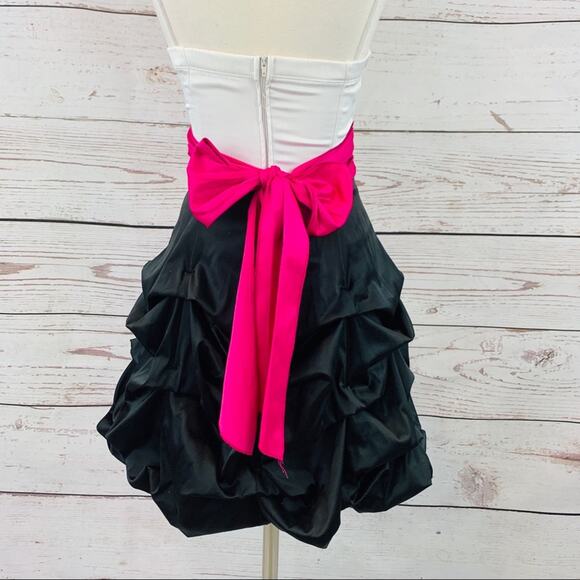 Ruby Rox balloon hem strapless pink black white - Picture 3 of 7